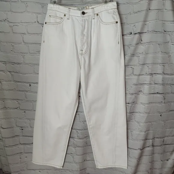 Sandrine Rose X Free People The Fred High Waist White Buckle Pants Size 27