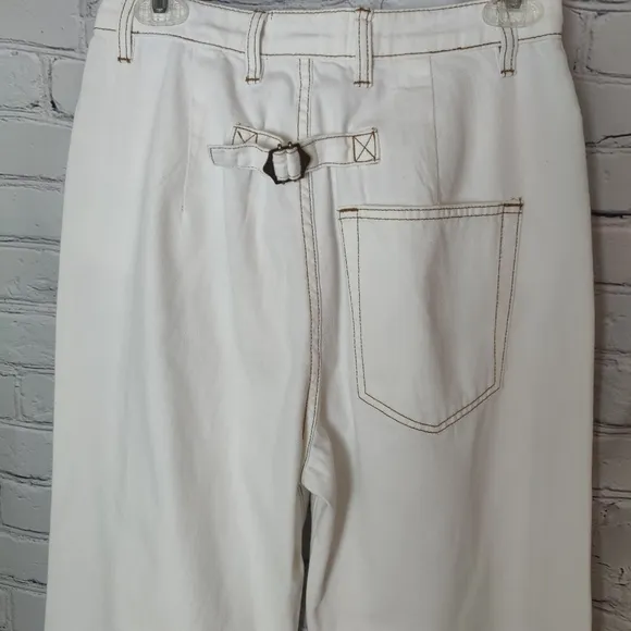 Sandrine Rose X Free People The Fred High Waist White Buckle Pants Size 27