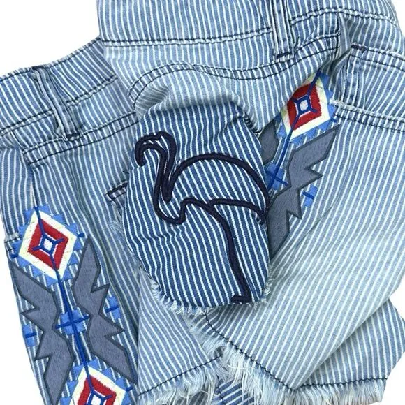 Sandrine Rose x Free People The Short Embroidered Denim Cut-Offs - Size 27