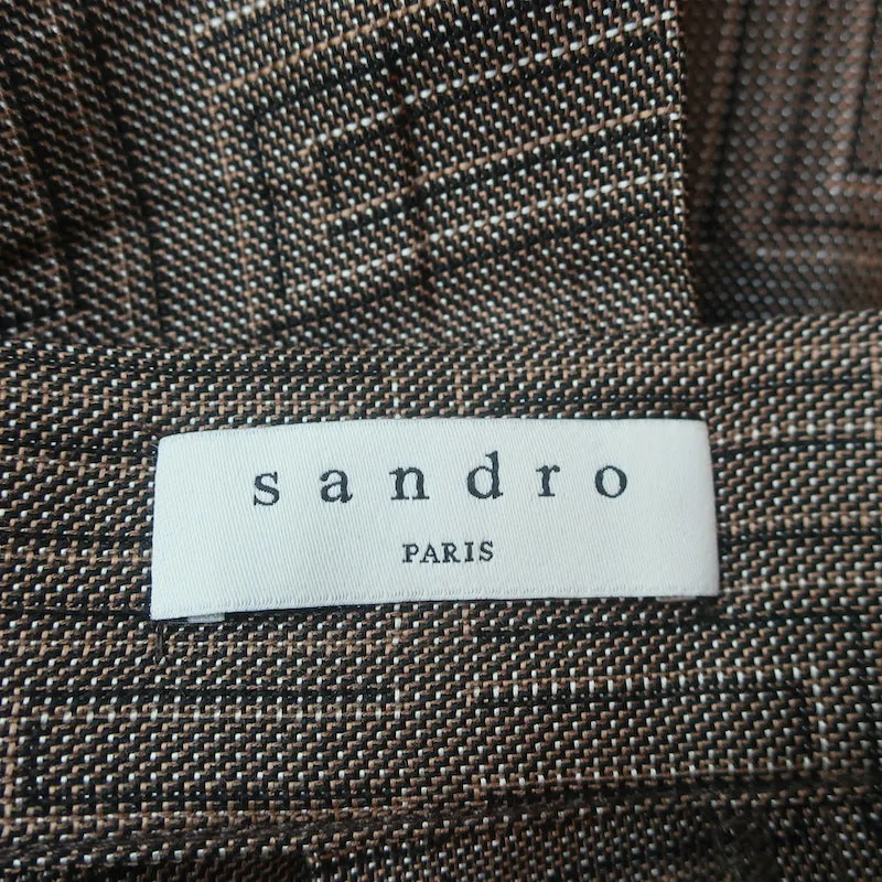Sandro Pleated Skort Gael Brown Jacquard Size 36 Layered Shorts