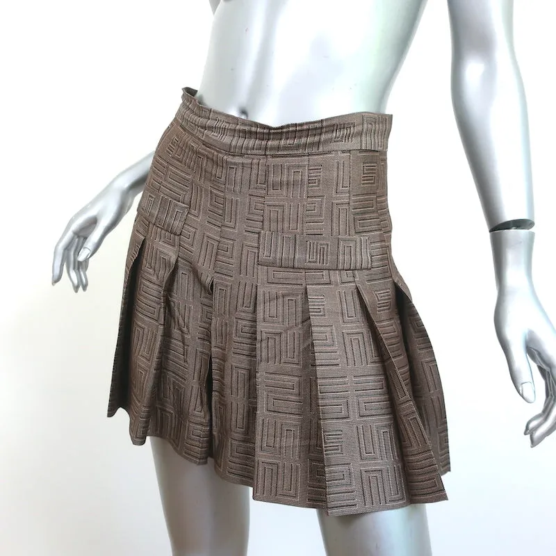 Sandro Pleated Skort Gael Brown Jacquard Size 36 Layered Shorts