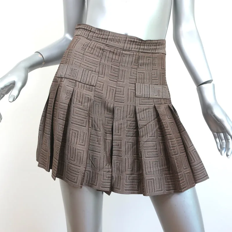 Sandro Pleated Skort Gael Brown Jacquard Size 36 Layered Shorts