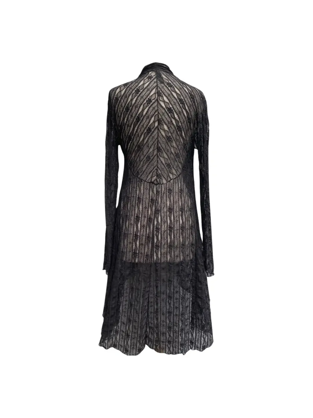 SARAH Sheer Long Sleeves Lace Duster - Black