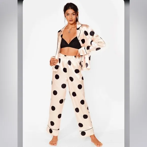 Satin Polka Dot Pajama Set D.