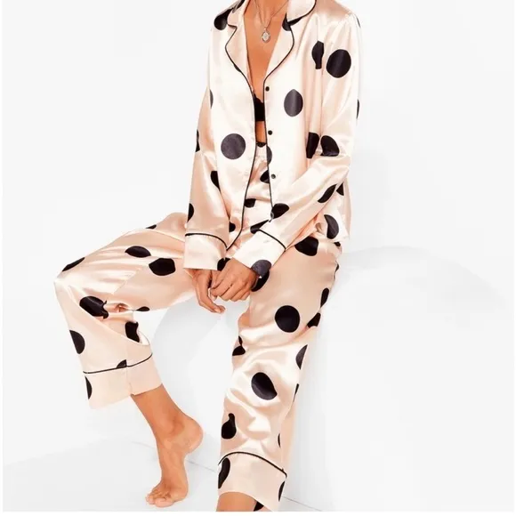 Satin Polka Dot Pajama Set D.