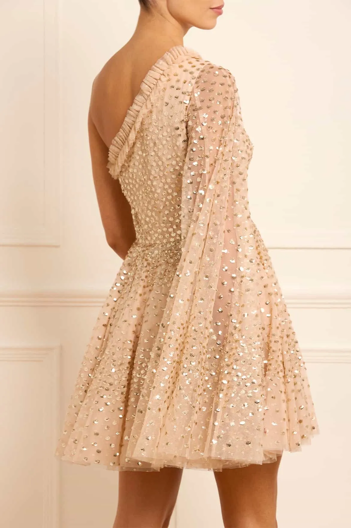 Scatter Dot One-Shoulder Mini Dress
