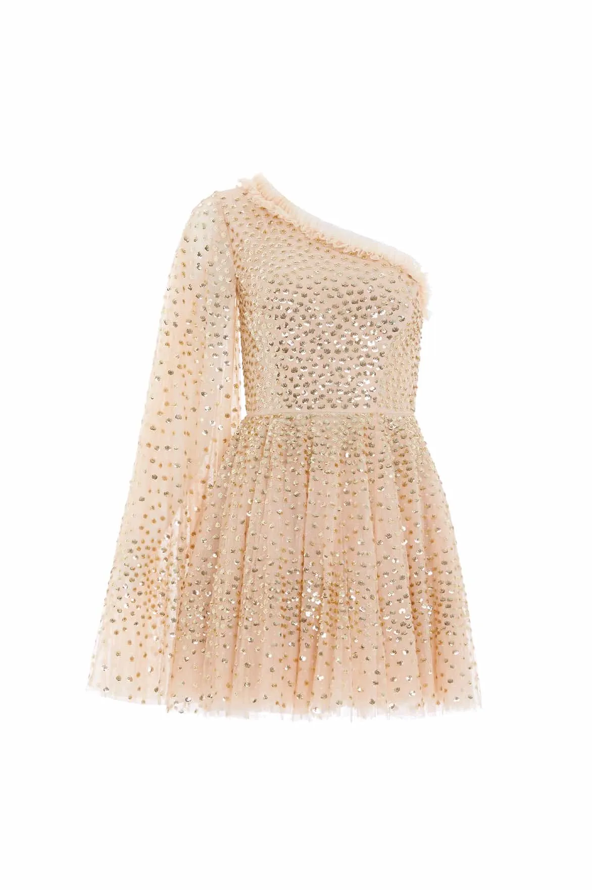 Scatter Dot One-Shoulder Mini Dress