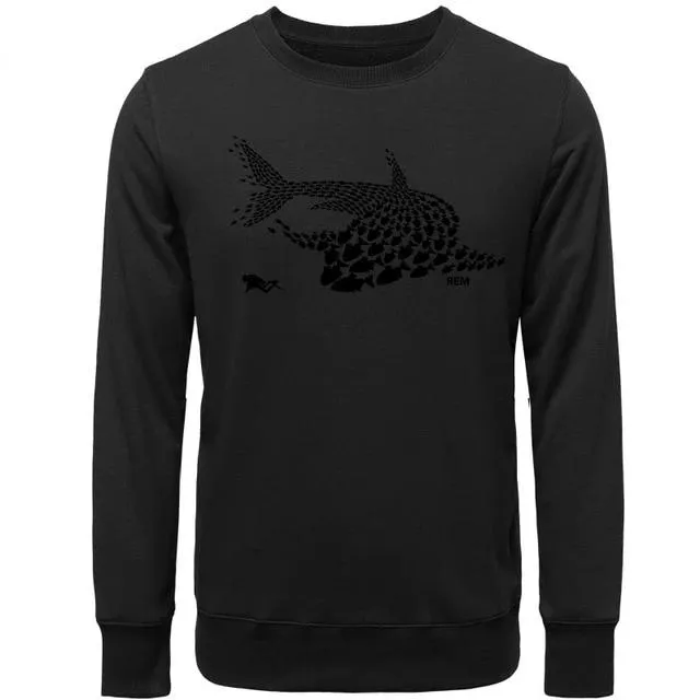 Scuba diving Sweatshirt Pullover for Men | Shark & Diver Collage