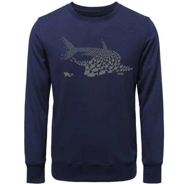 Scuba diving Sweatshirt Pullover for Men | Shark & Diver Collage