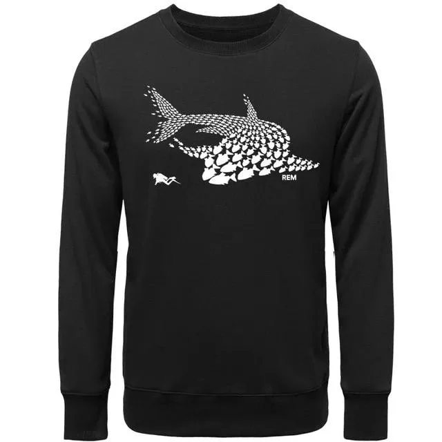 Scuba diving Sweatshirt Pullover for Men | Shark & Diver Collage