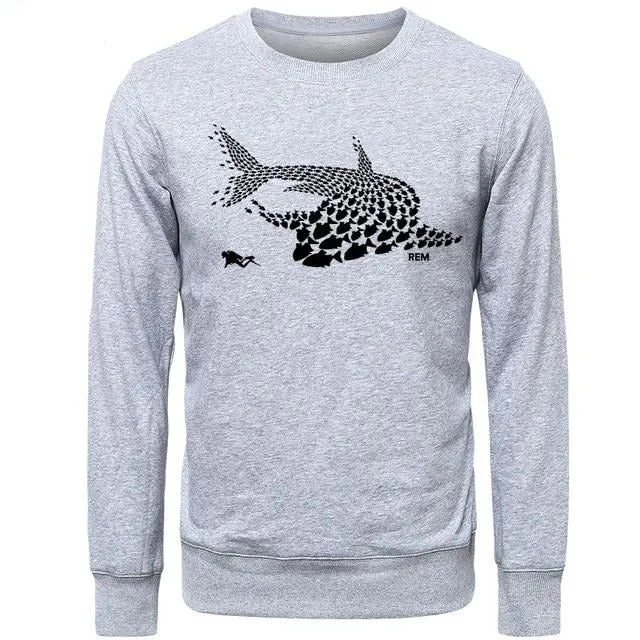 Scuba diving Sweatshirt Pullover for Men | Shark & Diver Collage