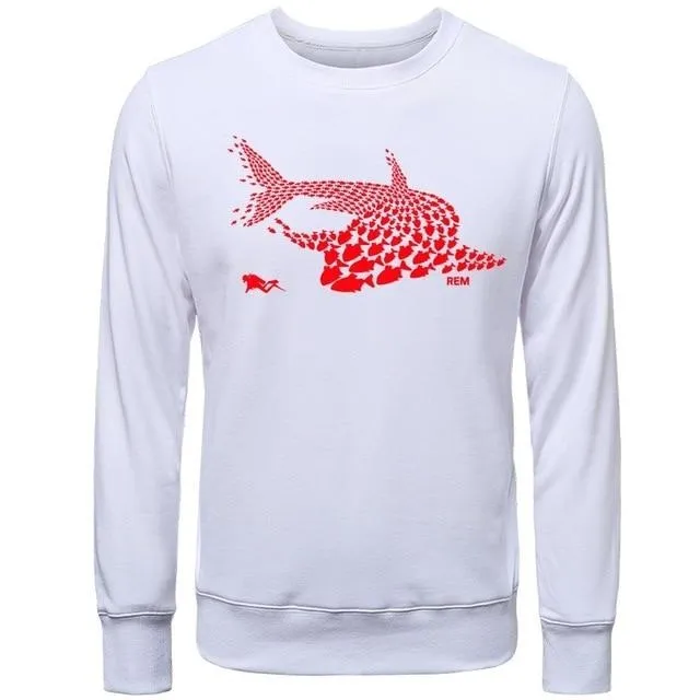 Scuba diving Sweatshirt Pullover for Men | Shark & Diver Collage