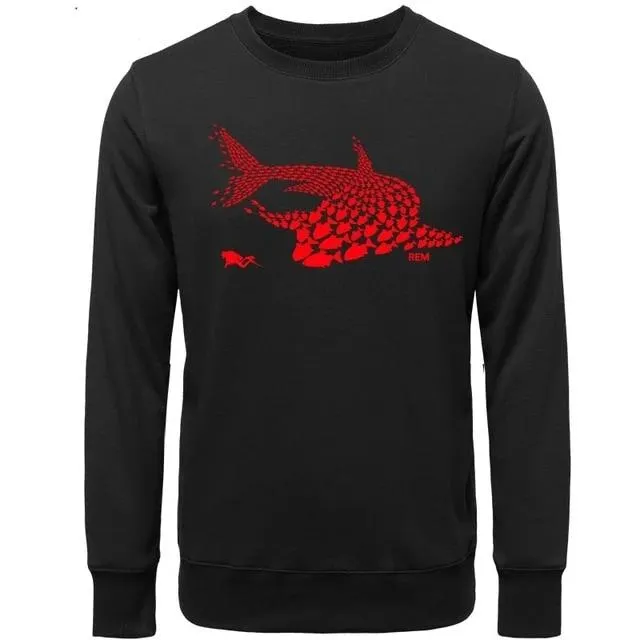 Scuba diving Sweatshirt Pullover for Men | Shark & Diver Collage