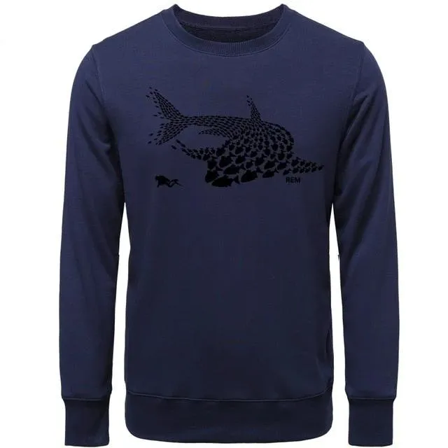 Scuba diving Sweatshirt Pullover for Men | Shark & Diver Collage