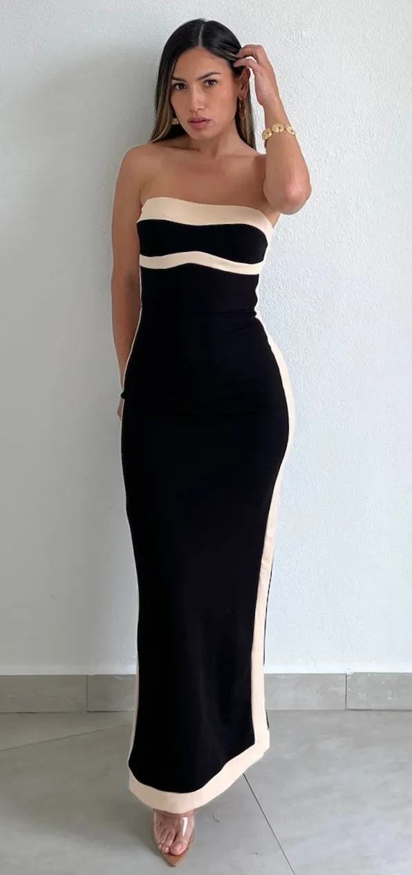 See Me Stun Black Tube Maxi Dress