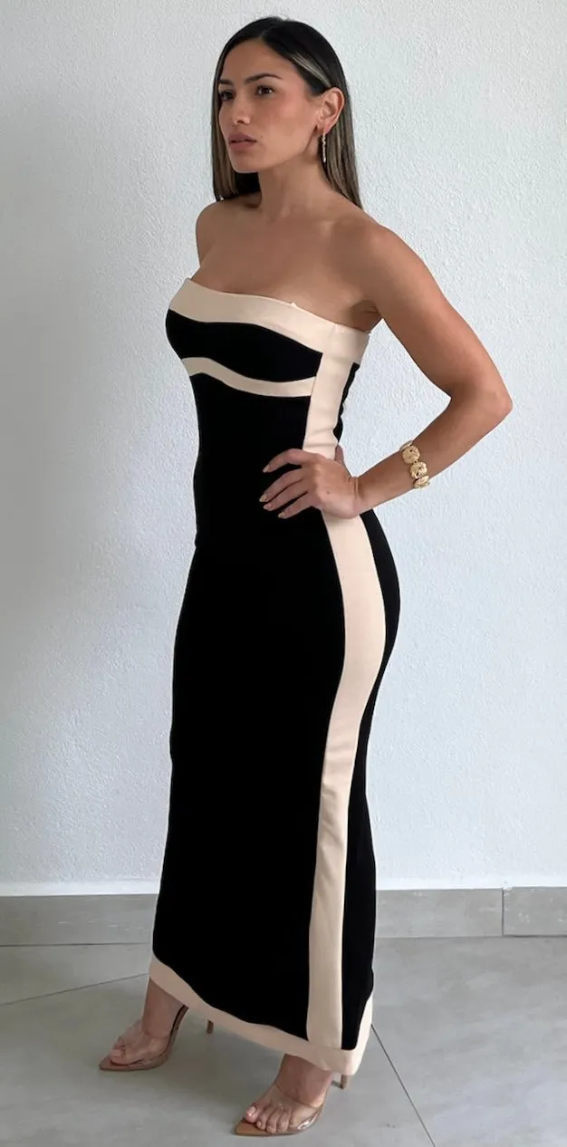 See Me Stun Black Tube Maxi Dress
