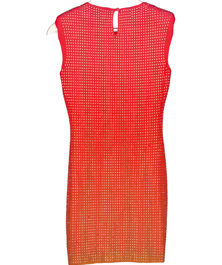 Self Portrait Orange Ombre Rhinestone Dress UK S