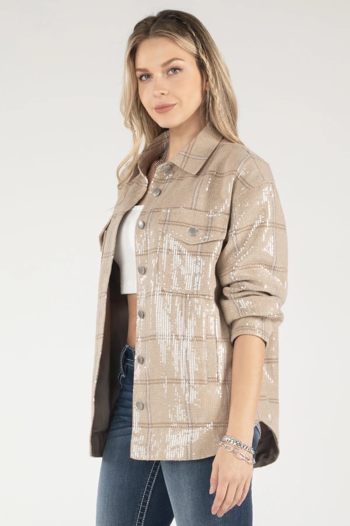 Sequin Plaid Shacket