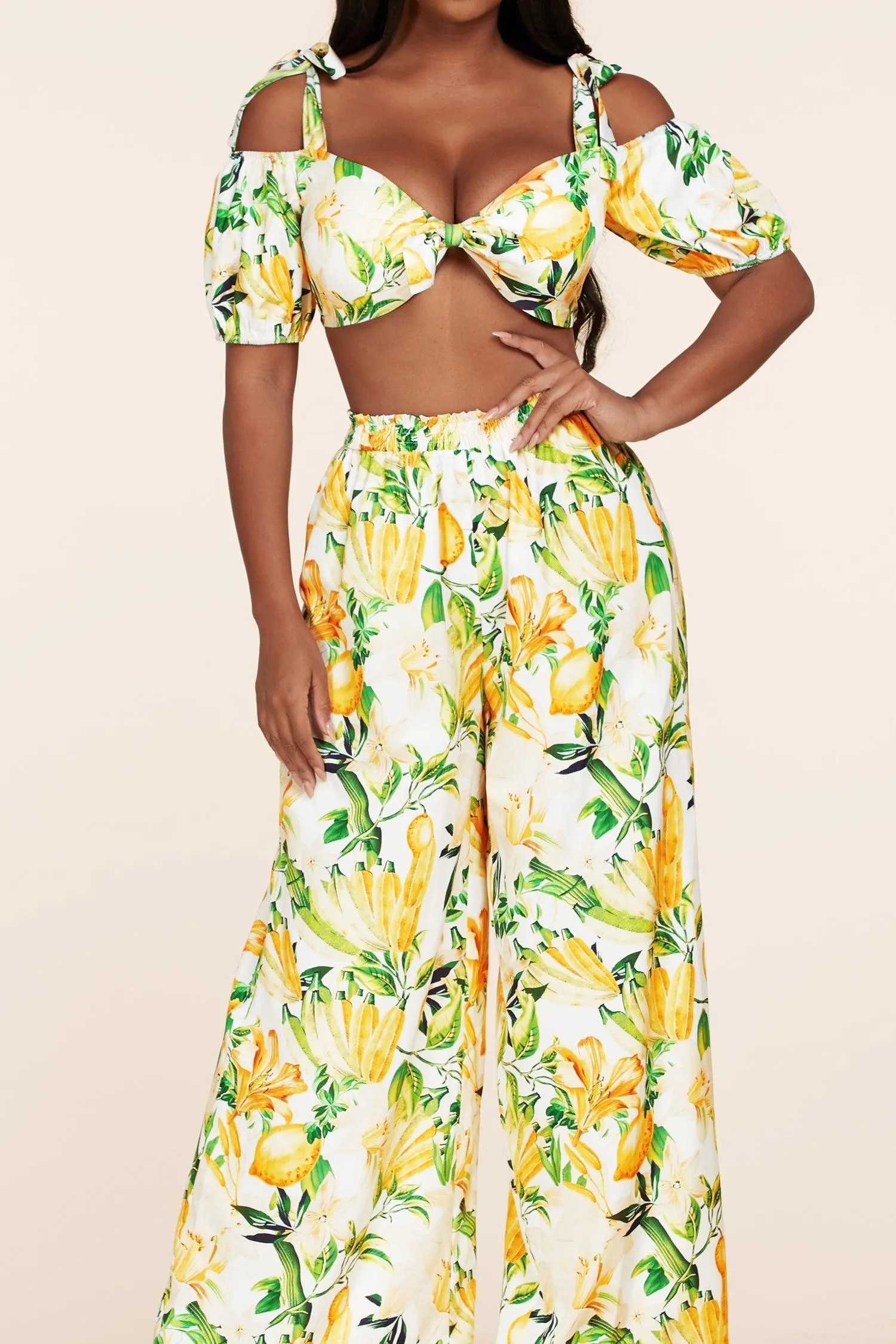 SEXY 2PC CROP TOP AND HIGH WAISTED PANTS SET