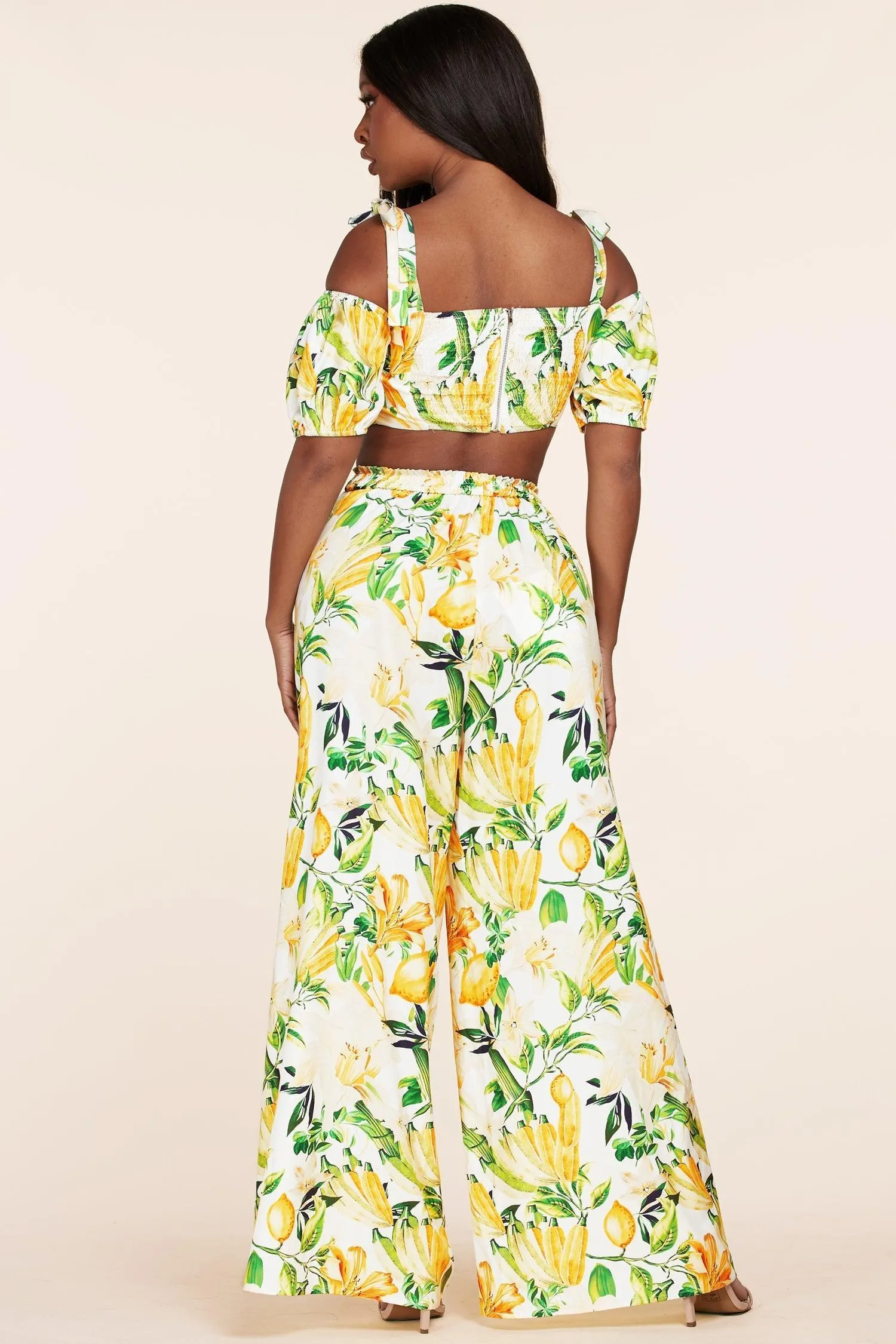 SEXY 2PC CROP TOP AND HIGH WAISTED PANTS SET