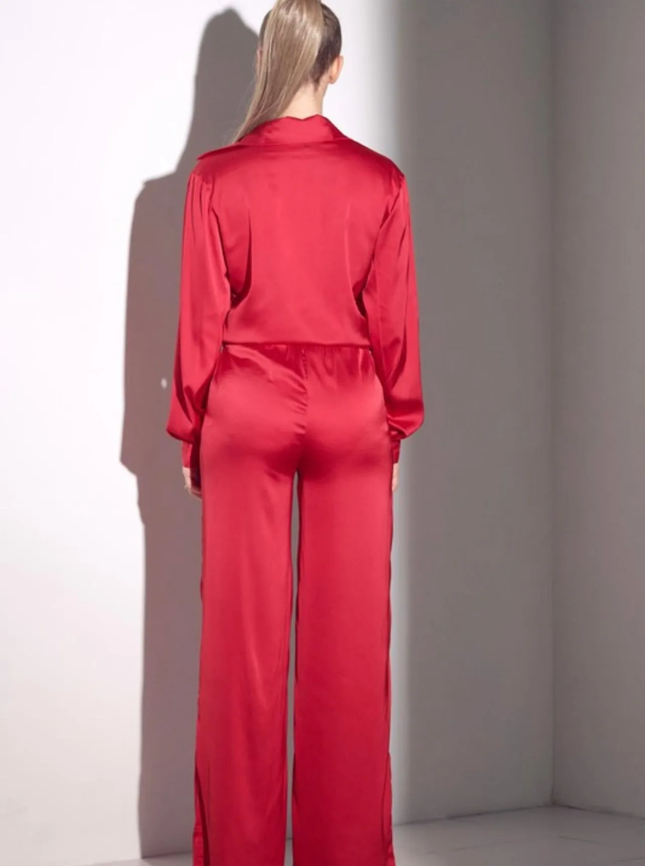 Sexy Red Satin Baddie Set