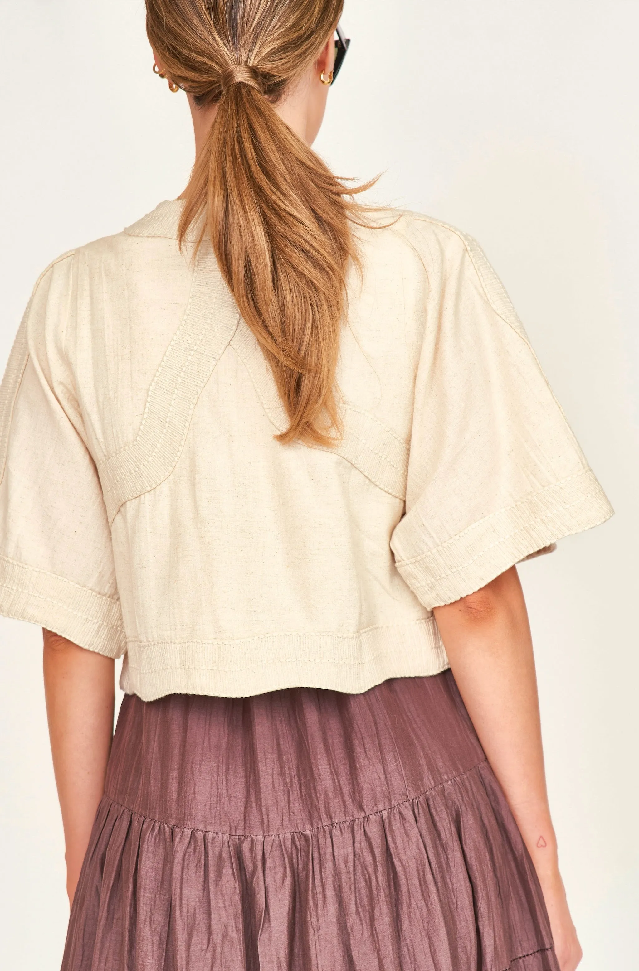 Seychelles Top in Oat Fossil