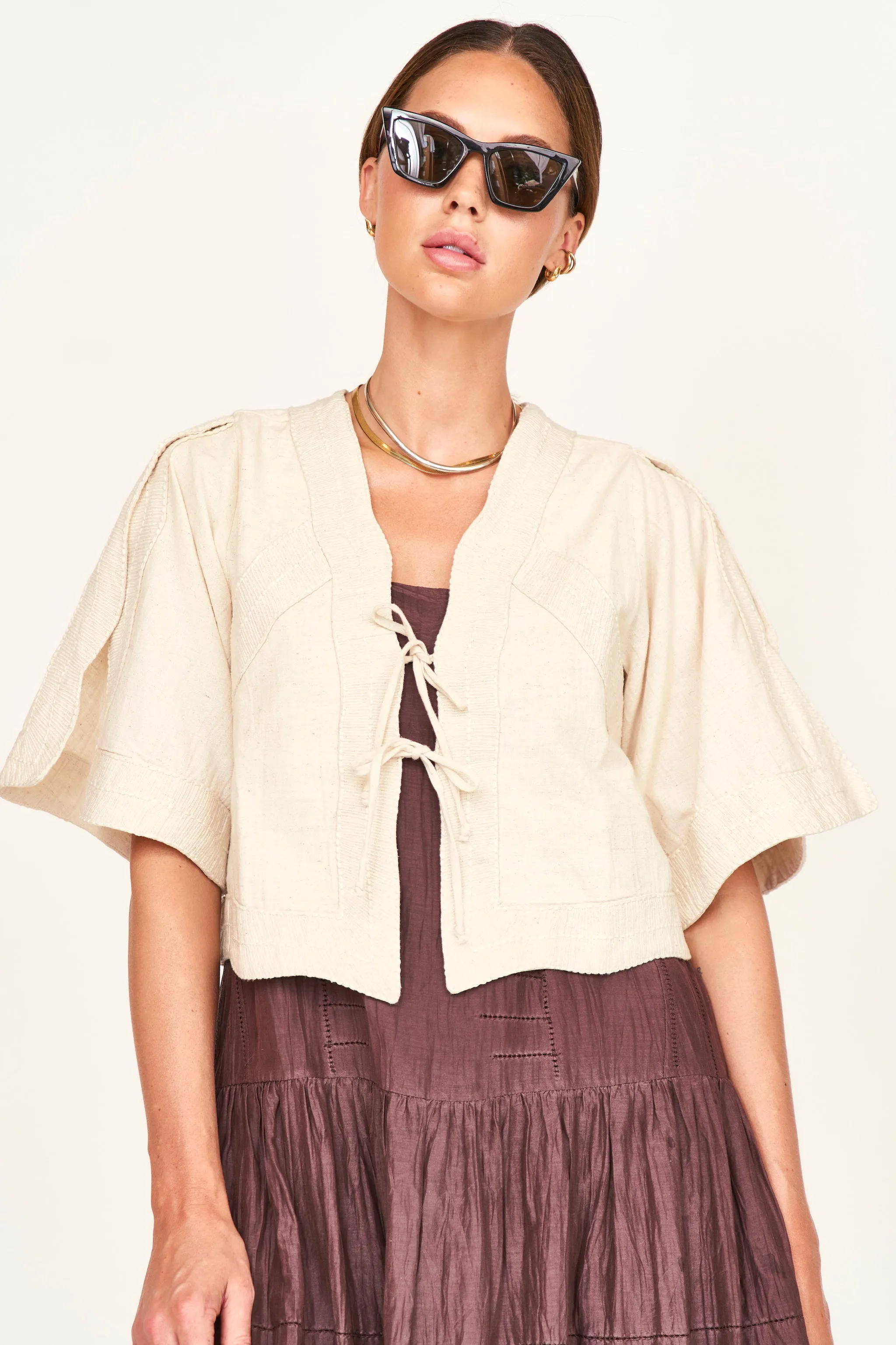 Seychelles Top in Oat Fossil