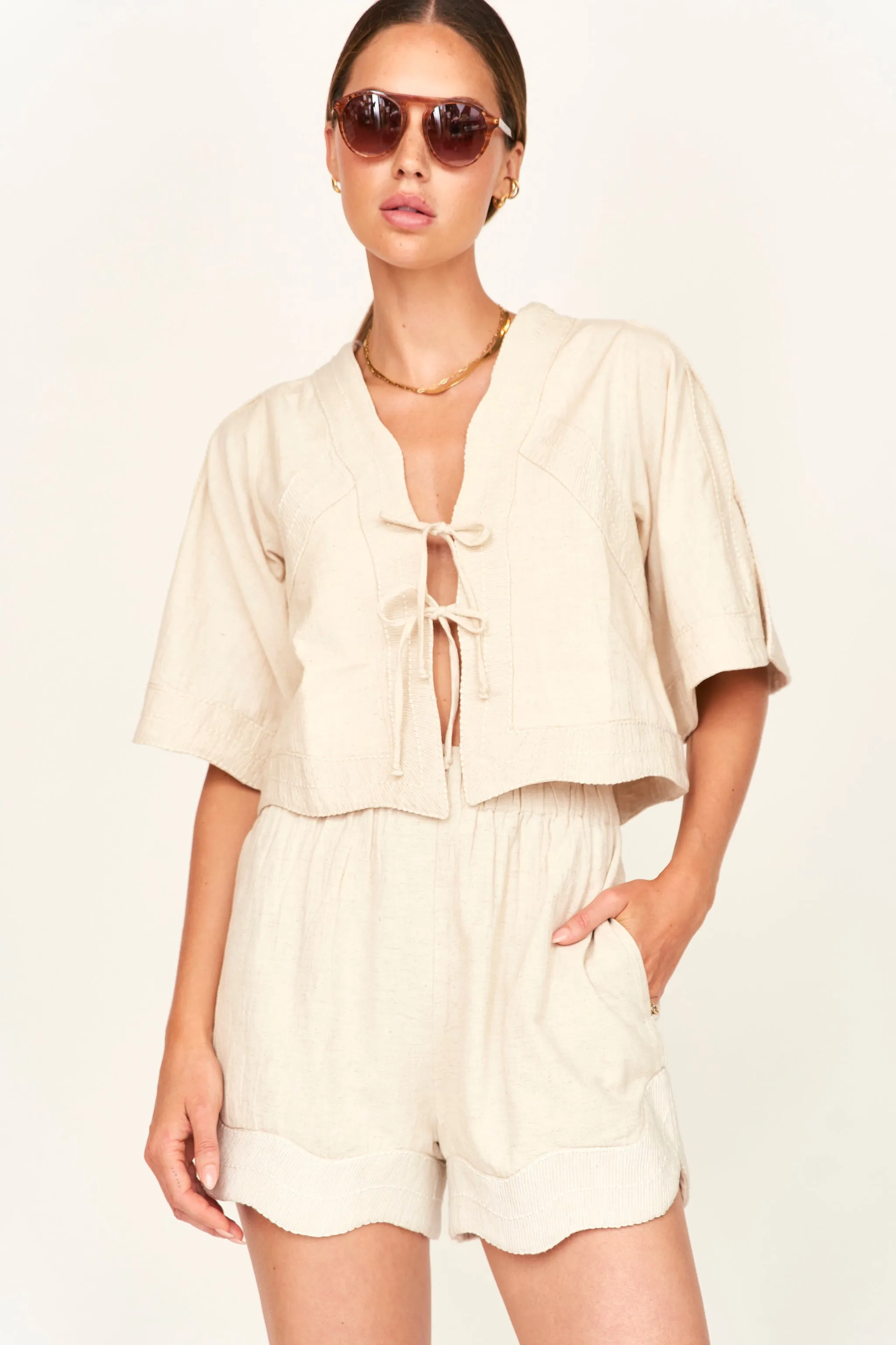 Seychelles Top in Oat Fossil