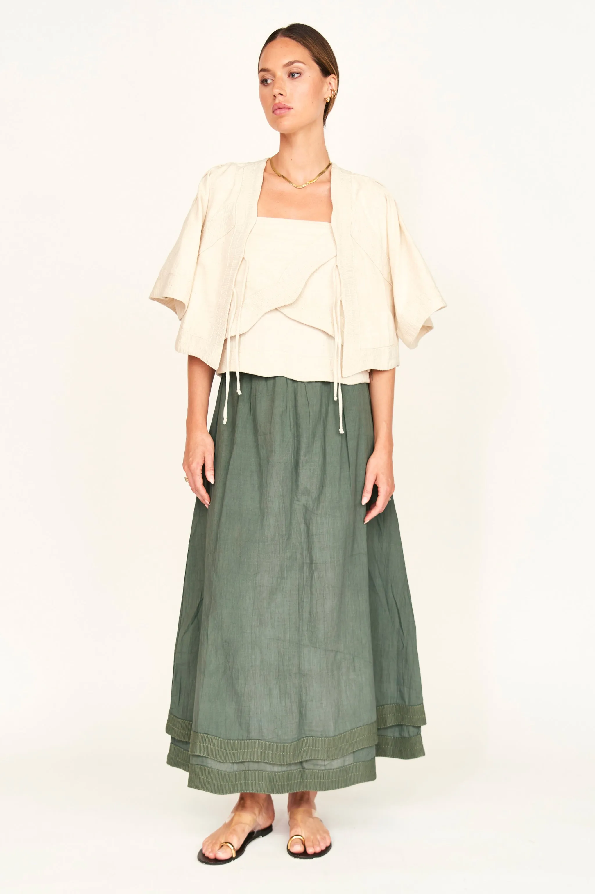 Seychelles Top in Oat Fossil