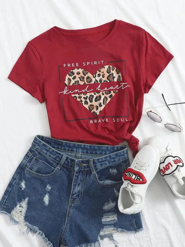 Shein Graphic Tee - Free Spirit - Kind Heart - Brave Soul