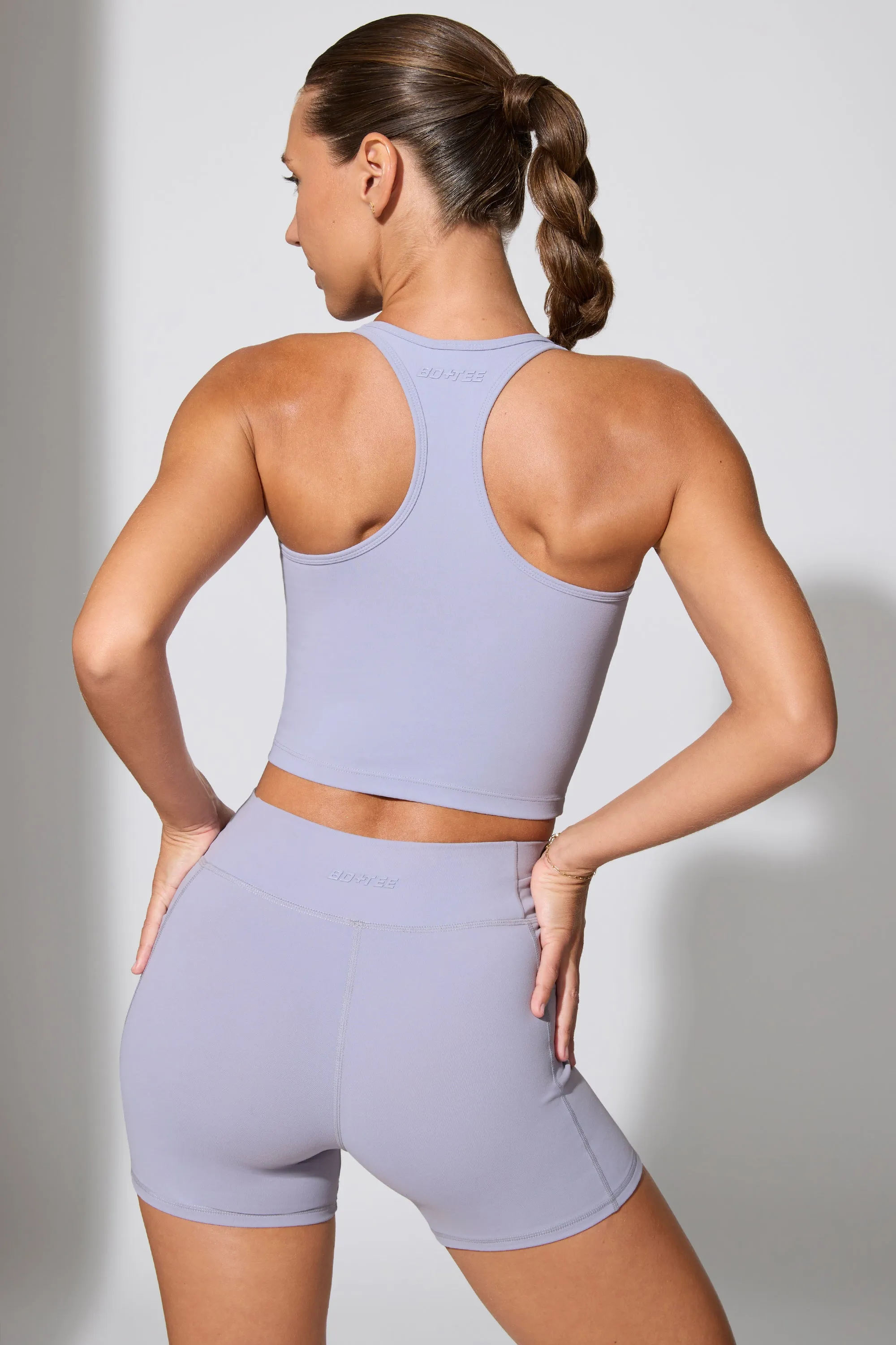 Shift - Twist Waist Mini Shorts with Pockets in Soft Lavender