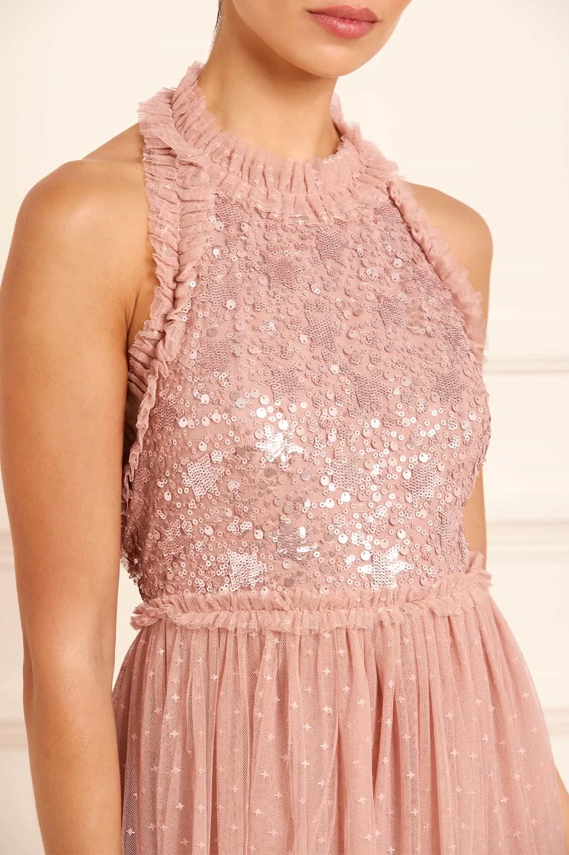Shooting Stars Bodice Halter-Neck Ankle Gown