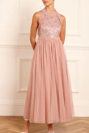 Shooting Stars Bodice Halter-Neck Ankle Gown