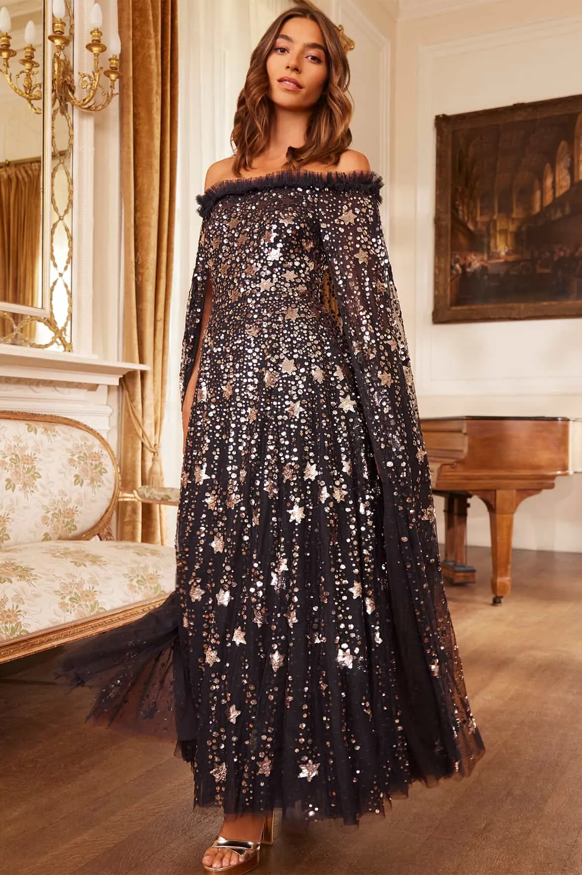 Shooting Stars Cape Ankle Gown