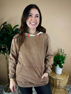 Sia Brown Crochet Hoodie