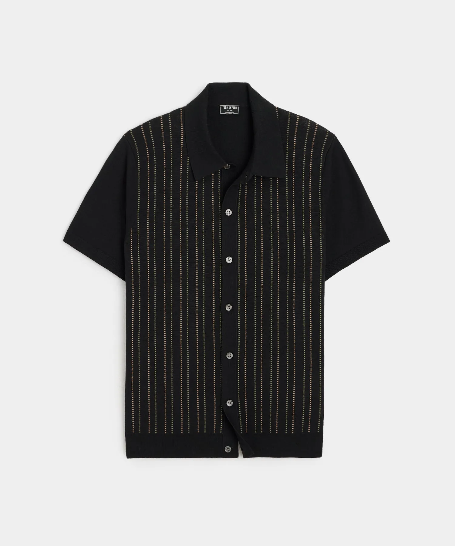 Silk-Cotton Full Placket Sweater Polo