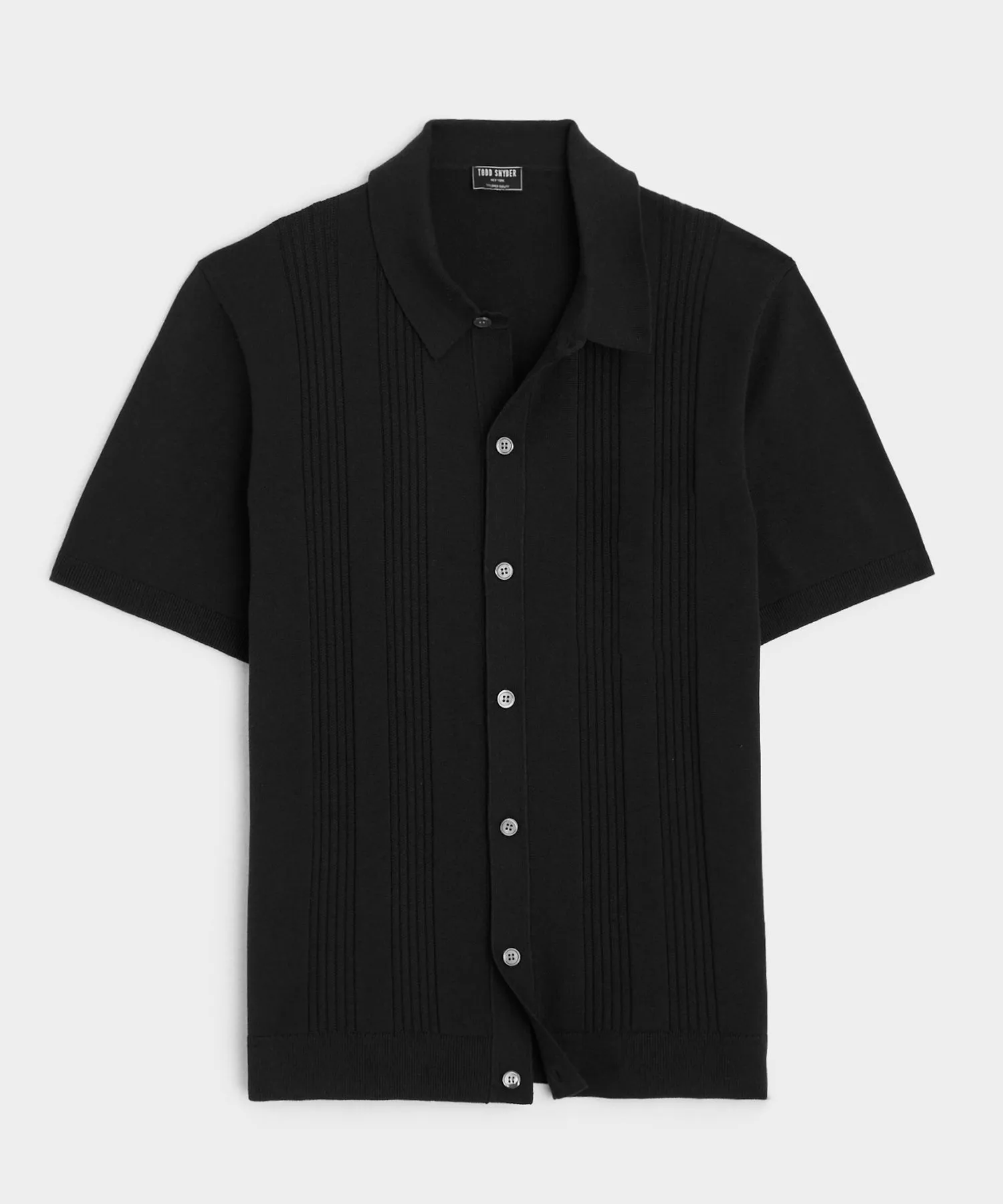 Silk-Cotton Ribbed Full Placket Sweater Polo