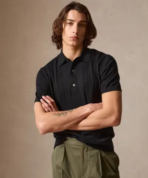 Silk-Cotton Ribbed Sweater Polo