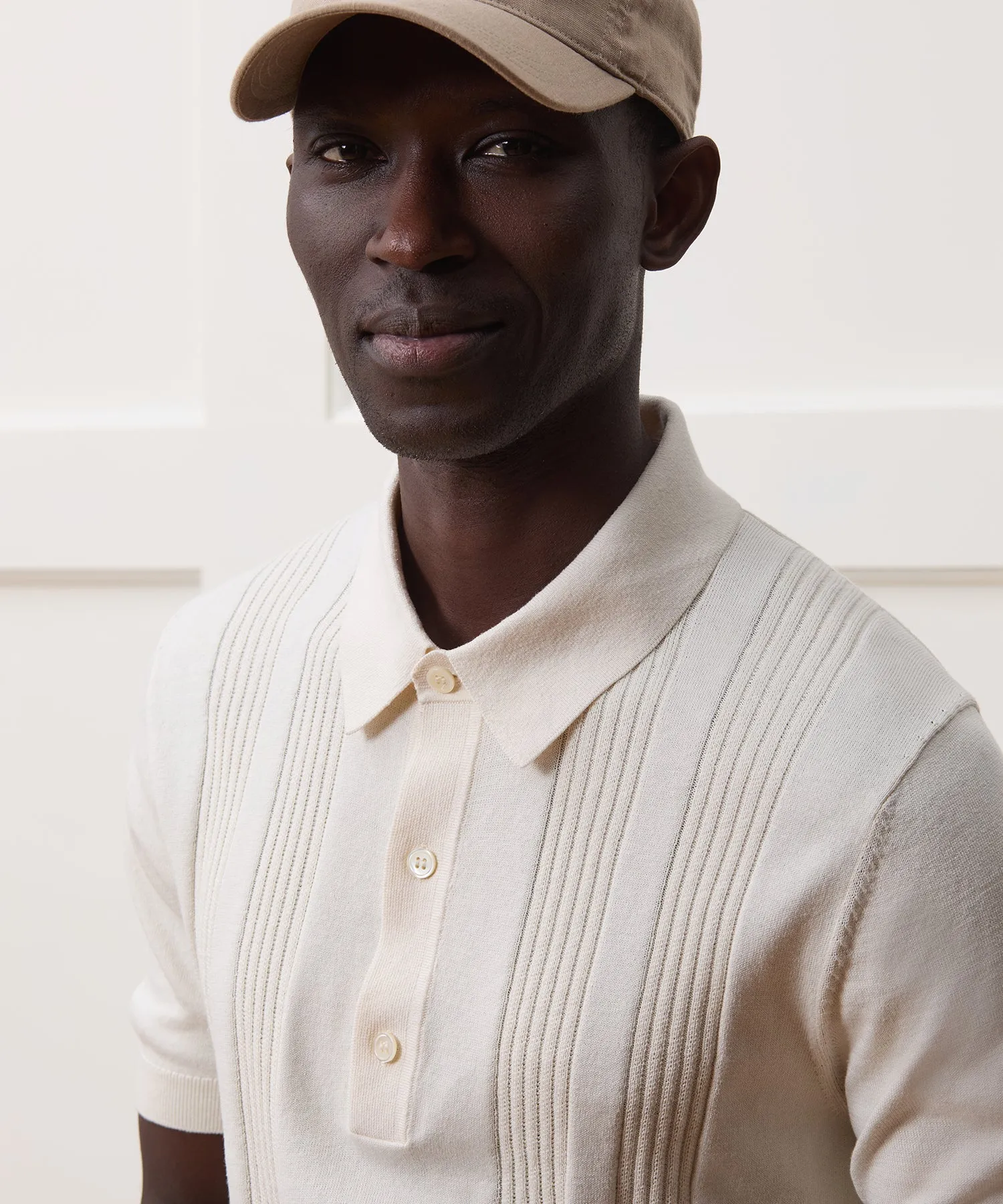 Silk-Cotton Ribbed Sweater Polo
