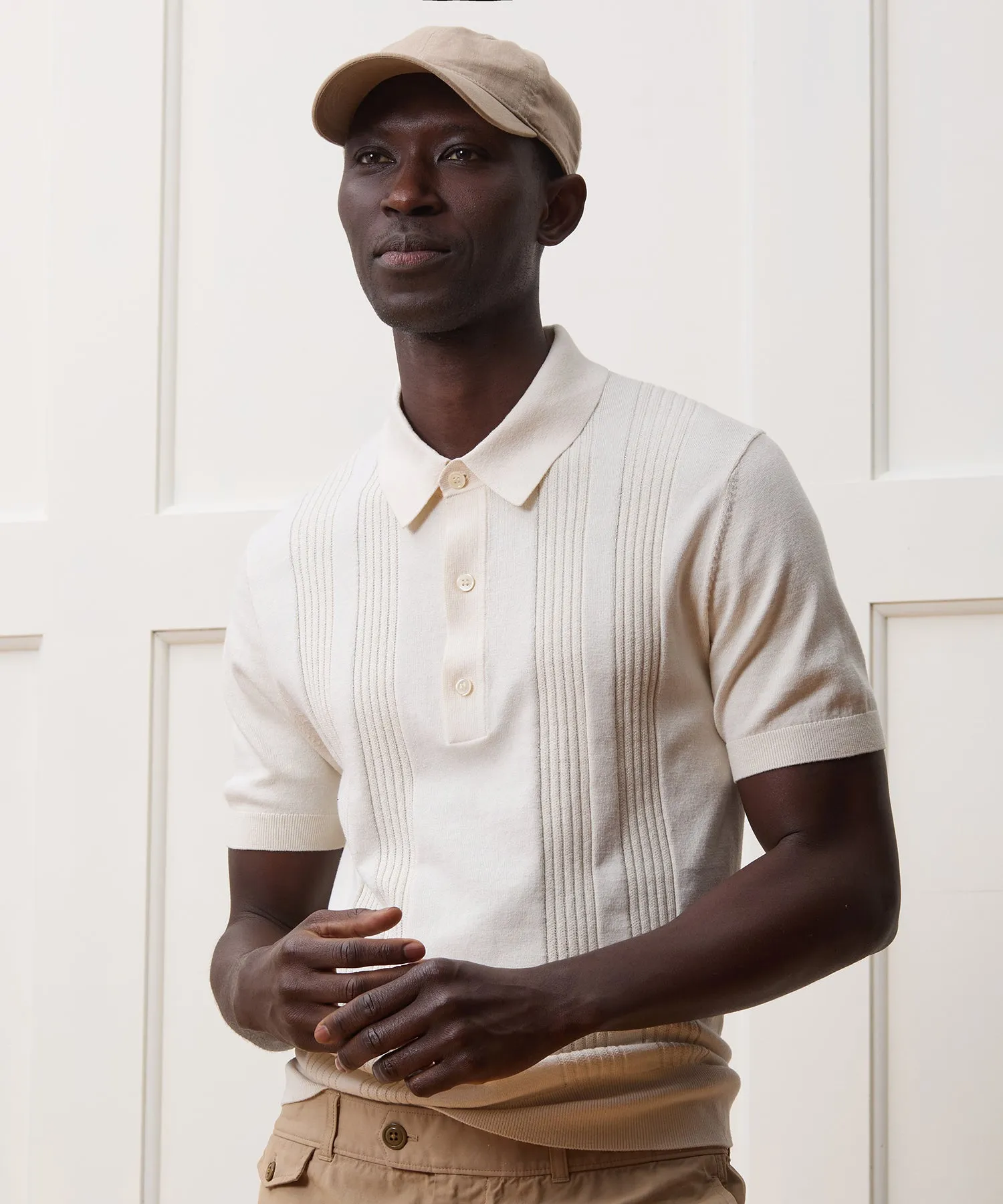 Silk-Cotton Ribbed Sweater Polo