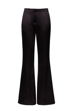 Silk Flare Trousers | Black