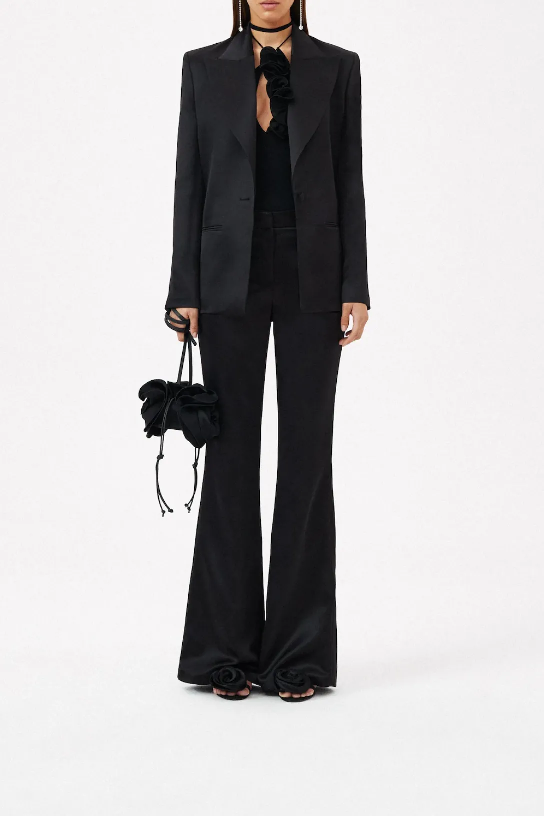 Silk Flare Trousers | Black