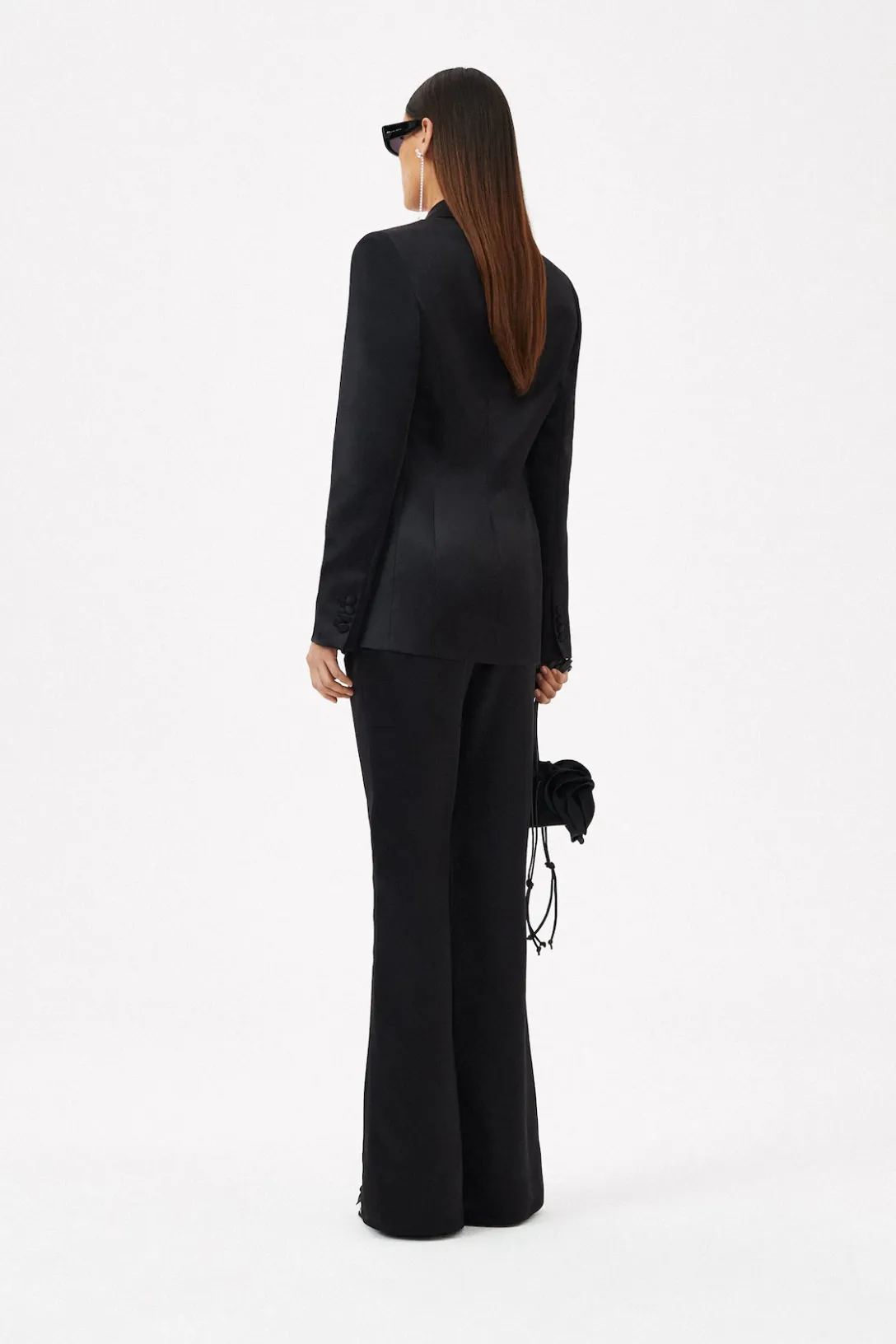 Silk Flare Trousers | Black