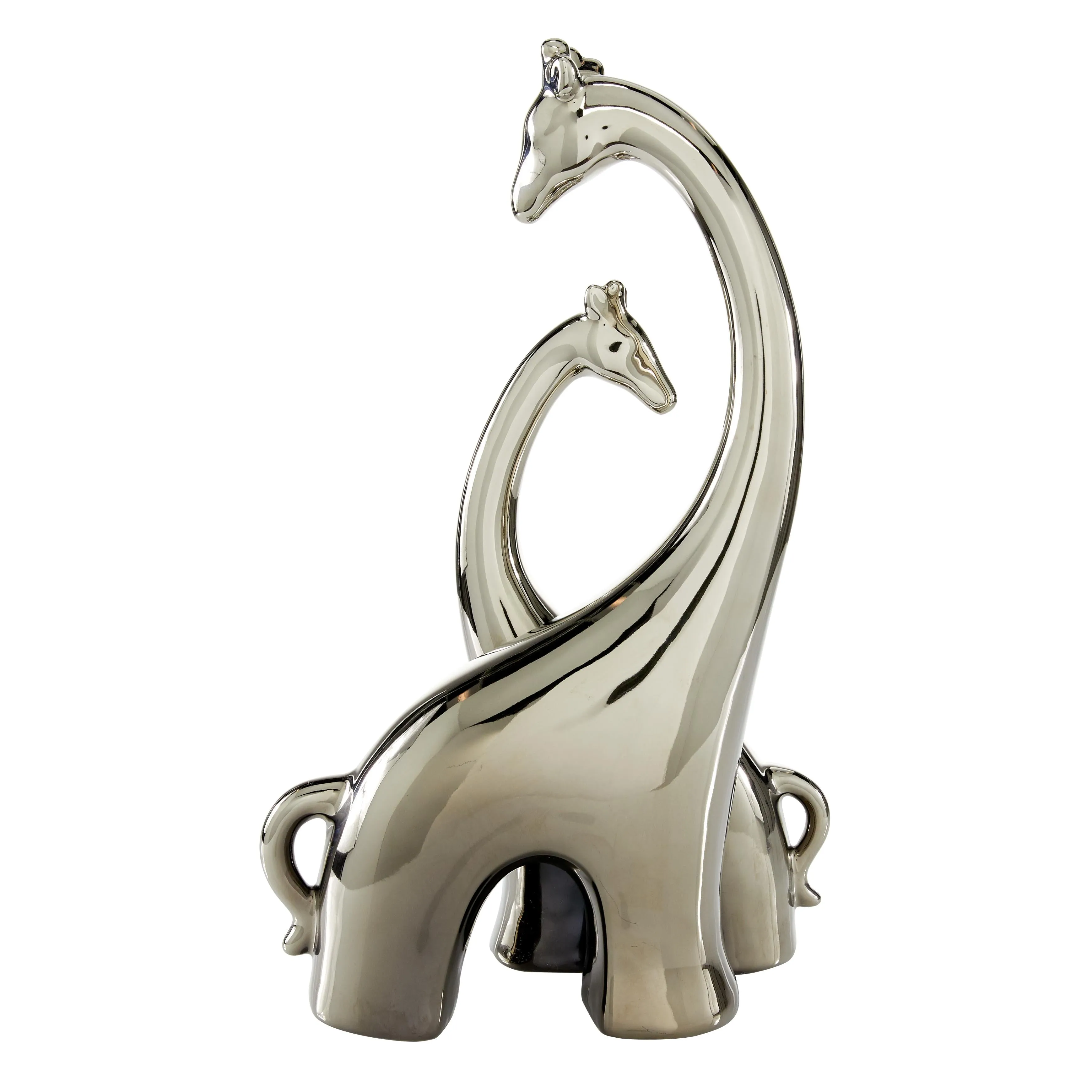 SILVER CERAMIC HUGGING GIRAFFES