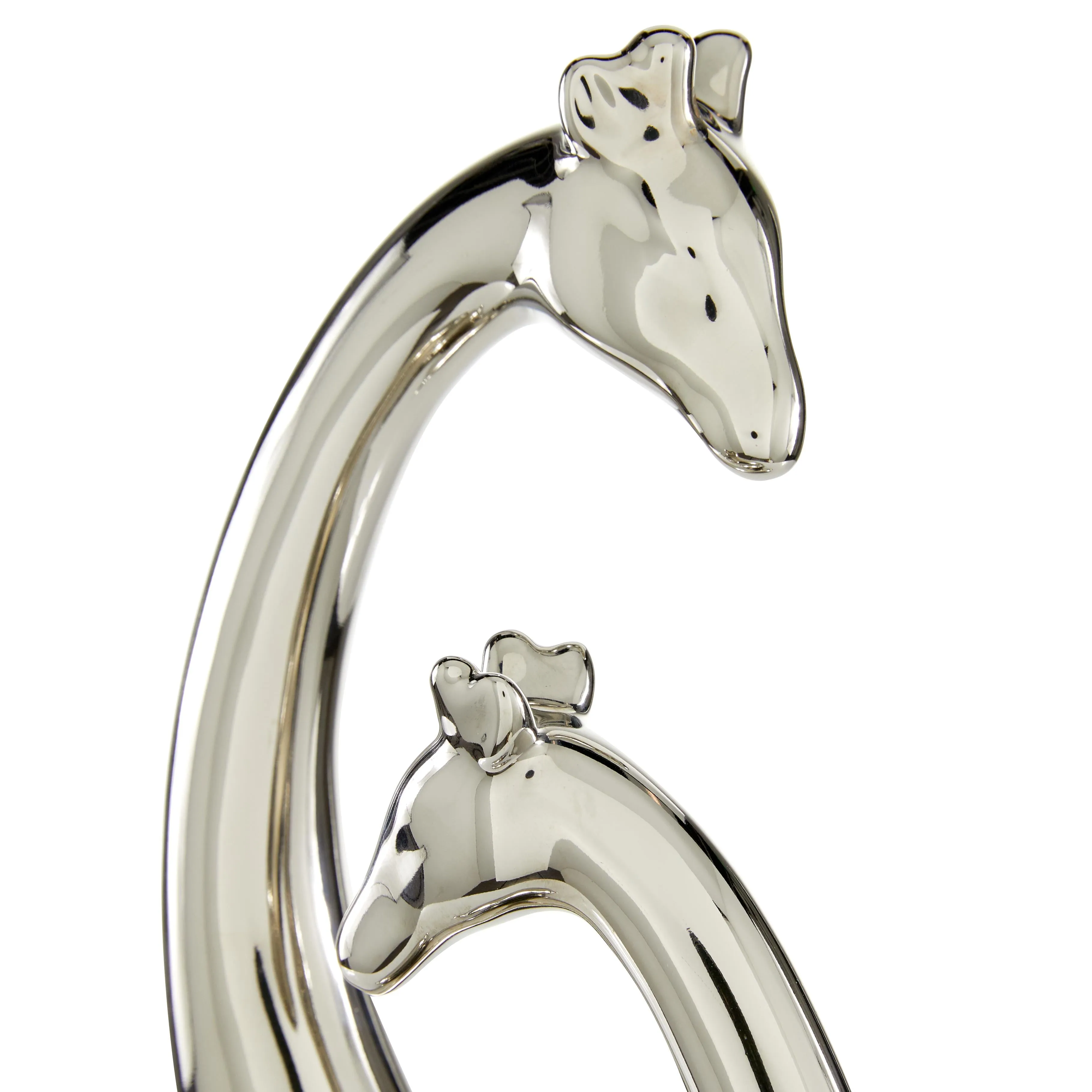 SILVER CERAMIC HUGGING GIRAFFES