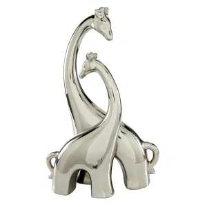 SILVER CERAMIC HUGGING GIRAFFES