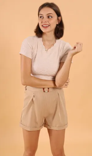 SIMONE Striped Bermuda Shorts (Latte Brown)