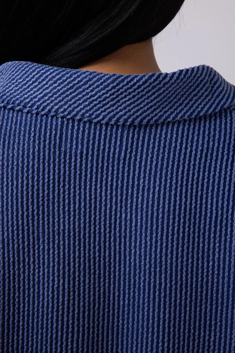 Simply Southern Urban Ribbed Knit Johnny Collar Top for Women in Navy | PP-0125-TEE-KNT-CLLR-NAVY