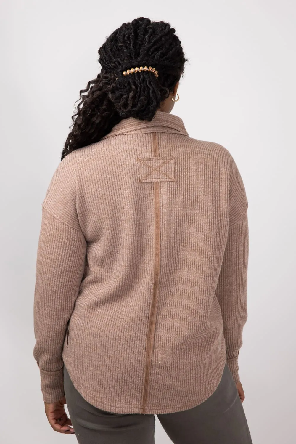 Simply Southern V-neck Collar Top for Women in Sand | PP-0224-TOP-KNIT-VNCK-SAND