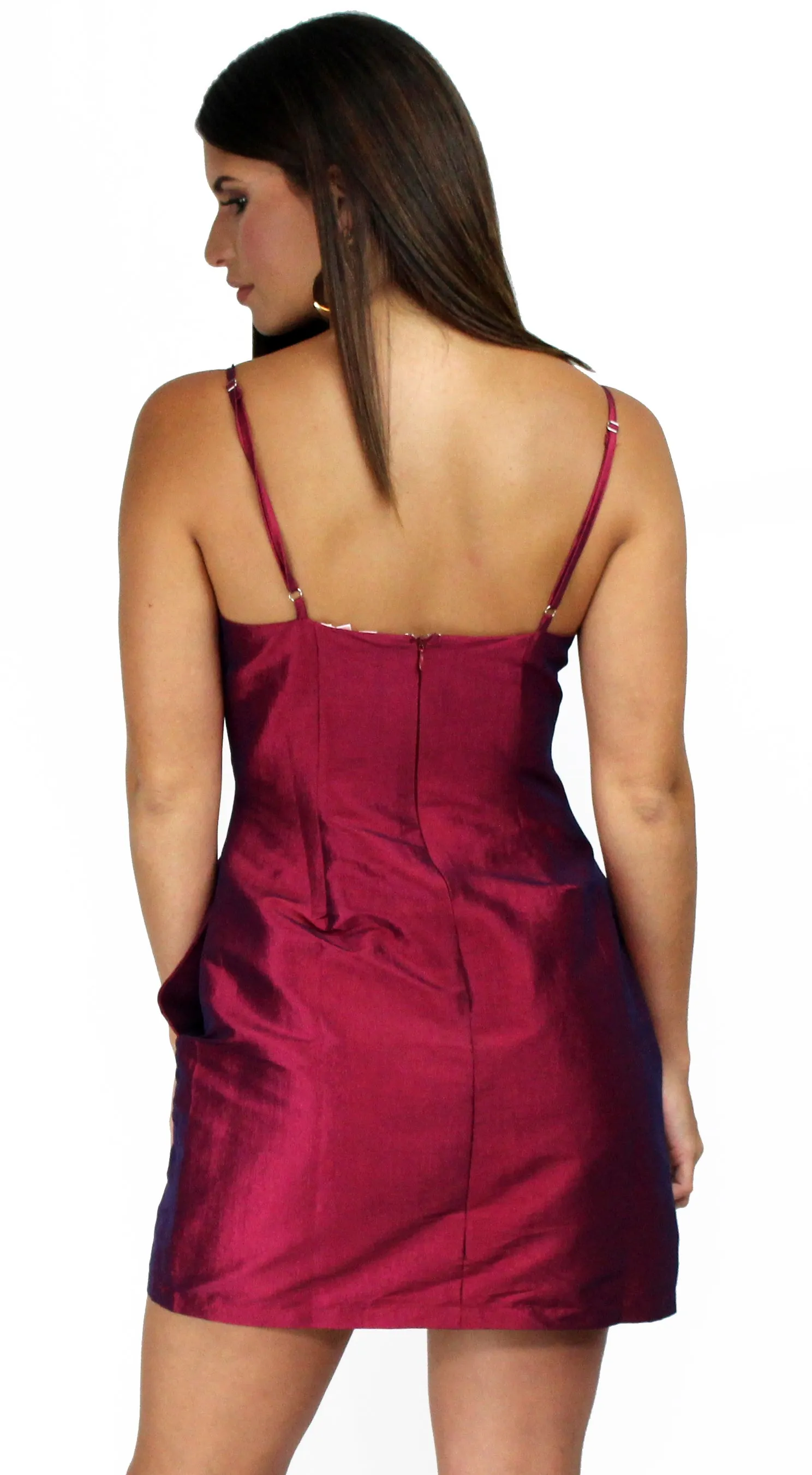 Simply Sultry Wine Satin Mini Dress